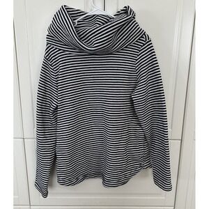 Tommy Hilfiger Navy Blue Striped Cowl-Neck Sweater Size Large